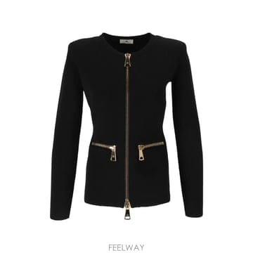 26 FW Elisabetta Franchi 지퍼 니트 패브릭 가디건 MK68B66E2 TP457066620