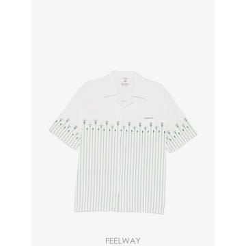 26 FW 카사블랑카 플로럴 스트라이프 반소매 셔츠 MPF26SH30401 TP457064200