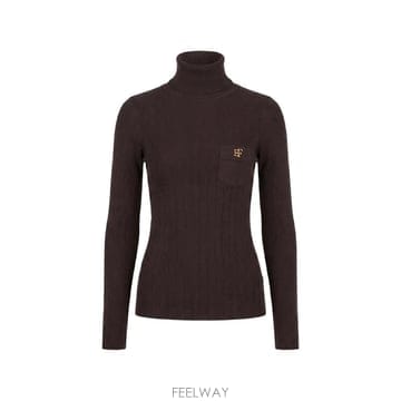 26 FW Elisabetta Franchi 로고 장식 골지 니트 스웨터 MK05B66E2 TP4574517