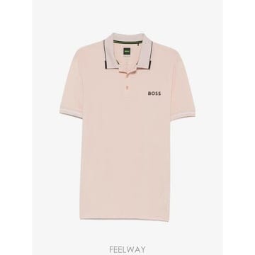 보스 로고 프린트 반팔 폴로 셔츠 블루