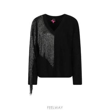 26 FW PINKO 프린지 디테일 V넥 스웨터 107912A3ON TP459126630