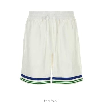 25FW 카사블랑카 화이트 새틴 버뮤다 숏츠 MAW25TR01201TENNISMASCOT TP57896986