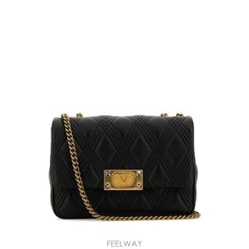 25SS 발렌티노 블랙 나파 레더 미디움 Quiltie 67 숄더 백 6W2B0R07XCA0NO TP5780