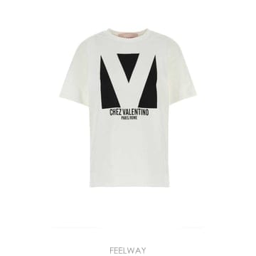 25SS 발렌티노 화이트 코튼 t 셔츠 6B3MG24H95WA03 TP577896905