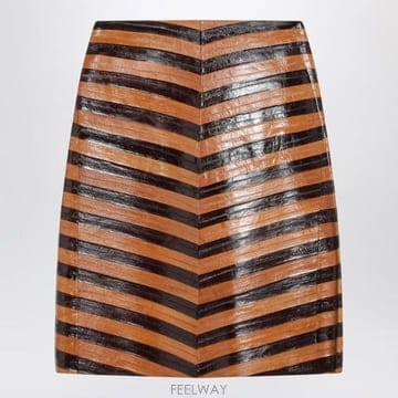 26SS Fendi 투 tone 레더 스커트 FPD966AVJ7F1TJK TP570557675