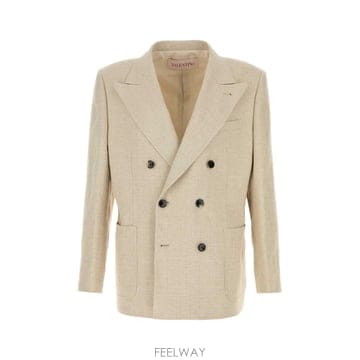 25SS 발렌티노 베이지 리넨 블렌드 블레이저 6V3CEH00AKK0NE TP570423882