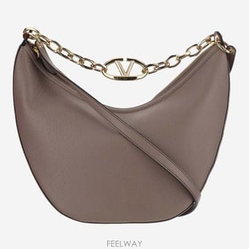 25SS 발렌티노 Antiqued 핑크 레더 미디움 호보 VLogo Moon 숄더 백 4W0B0N59JDK4