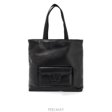 25SS 발렌티노 블랙 나파 레더 발렌티노 가라바니 Noir 쇼핑 백 5Y2B0C79ZIQ0NO TP5703