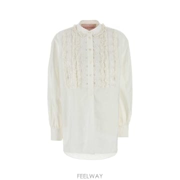 25SS 발렌티노 화이트 코튼 블렌드 블라우스 6B3AEAB390D0BO TP570576267