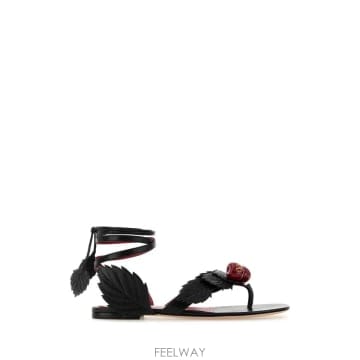 26SS 발렌티노 블랙 레더 Cherryfic 통 샌들 8W2S0NX9TGE0NO TP570455710