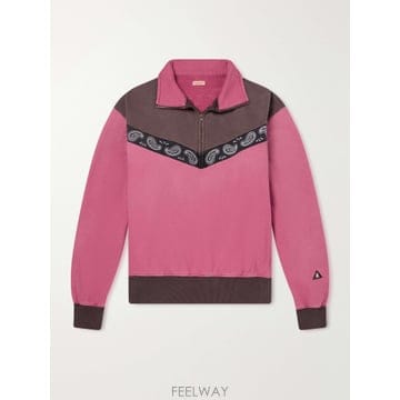 26 FW 캐피탈 핑크 컬러 블록 페이즐리 트리밍 코튼 저지 하프집업 스웨트셔츠 TP581896874