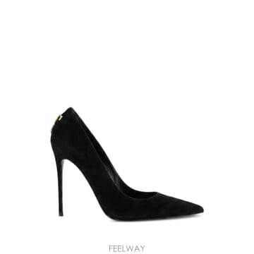 26 FW Elisabetta Franchi 로고 디테일 스웨이드 펌프스 SA88L66E2 TP4590171