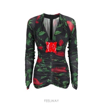 26 FW 블루마린 rose print ruched blouse RF6243J1620L9637 TP45921