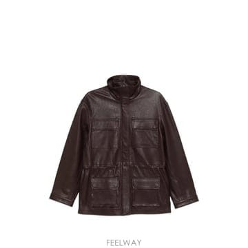26 FW 산드로 오버사이즈 스탠드 업 칼라 레더 재킷 SFPBL01383 TP455954282