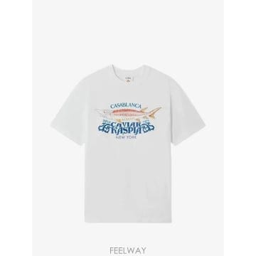 26 FW 카사블랑카 x Caviar Kaspia New York graphic print T shirt M