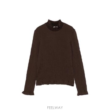 26 FW 산드로 러플 칼라 스모킹 티셔츠 SFPTS01843 TP458509852