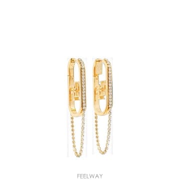 26 FW Elisabetta Franchi 크리스털 장식 로고 장식 이어링 OR28A66E2 TP45815