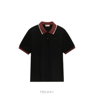 26 FW 마르니 배색 트리밍 블랙 피케 폴로 셔츠 POJY0002LSUTC688 TP455691636