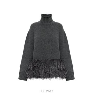 26 FW 파비아나필리피 타조 페더 트리밍 터틀넥 스웨터 MAD226F443M4380000 TP4592583