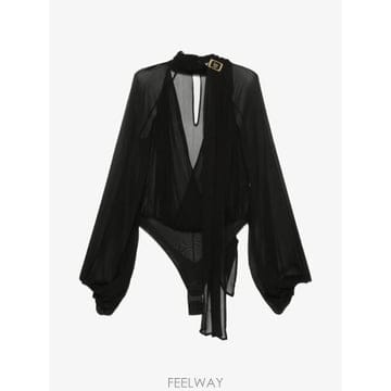 26 FW Elisabetta Franchi 시스루 로고 장식 셔츠 CB00566E2 TP457714961