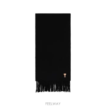 26 FW 아미 아미 드 쾨흐 패치 블랙 울 스카프 H26USF698AW0059 TP459001391