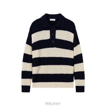 26 FW Roberto Collina striped ribbed knit polo shirt 263MYB2