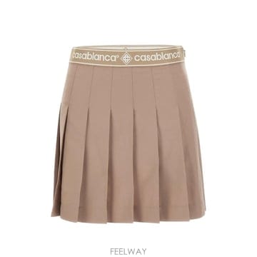 26 FW 카사블랑카 로고 웨이스트밴드 플리츠 미니 스커트 WPF26SK21601 TP458495400