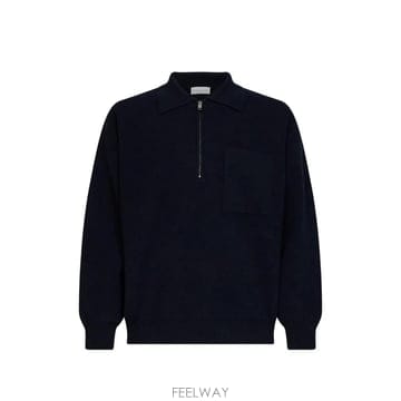 26 FW Roberto Collina 체스트 포켓 쿼터 지퍼 폴로 셔츠 B2100410 TP45936516