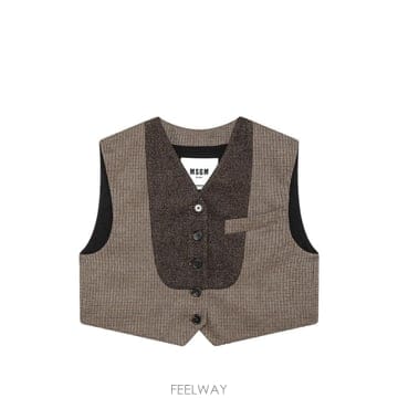26 FW 엠에스지엠 체크 패턴 크롭 베스트 4141MDW01Y267609 TP456332486