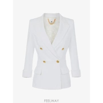 26 FW Elisabetta Franchi 더블 레이어 스트레치 크레이프 패브릭 재킷 GI26766E2 T