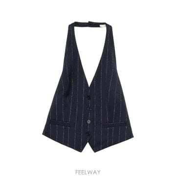 26 FW 마쥬 핀스트라이프 패턴 홀터넥 탑 MFPTO01378 TP455665579