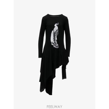 26 FW 요지야마모토 그래픽 프린트 비대칭 드레스 FWT960891 TP459170988
