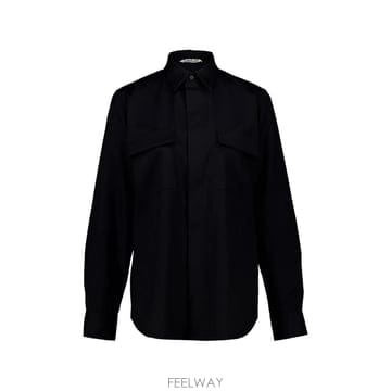 오라리 플랩 포켓 울 셔츠