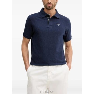 26 FW 바버 Tartan Pique buttoned logo polo shirt MML0012BU11 T