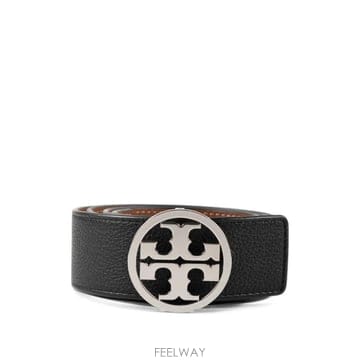 26 FW 토리버치 Miller logo plaque pebbled leather belt 138936 TP