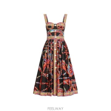 Dolce&Gabbana 26 FW ��ü�ذ��ٳ� ī���� ����Ʈ ���ø� �� �巹�� F615YTGDDTF TP45669015826 FW ��ü�ذ��ٳ� ī���� ����Ʈ ���ø� �� �巹�� F615