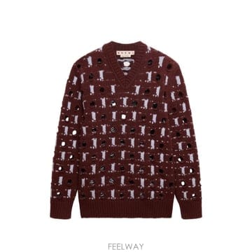 26 FW 마르니 컷아웃 폴카 도트 브라운 울 캐시미어 스웨터 CVMG0162Q0UFZ421 TP459166