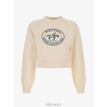 26 FW 스포티앤리치 로고 자수 래글런 소매 스웨터 WS11785000WH37 TP459395999