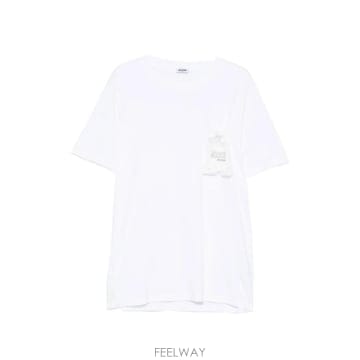26 FW 모스키노 로고 프린트 드로스트링 포켓 티셔츠 A07049425 TP454341490