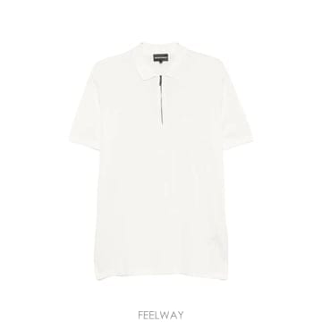 26 FW 아르마니 쿼터 지퍼 로고 패치 폴로 셔츠 EM006624AF12955 TP455649049