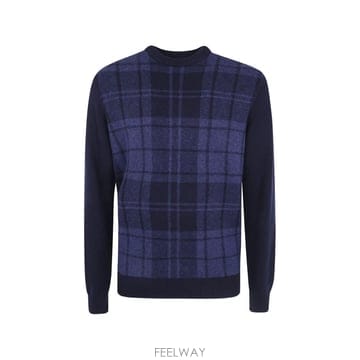 26 FW 바버 미네랄 체크 패턴 울 스웨터 MKN1751NY91 TP459395410