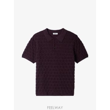 26 FW 산드로 자카드 니트 부클레 폴로 셔츠 SHPTR00820 TP455116198