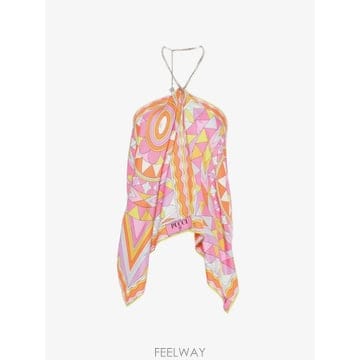 26 FW PUCCI 기하학 프린트 체인 링크 홀터넥 탑 6HRM326H891 TP455110749