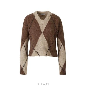 26 FW 알투자라 파리시 아가일 니트 V넥 스웨터 F226882765WOOL30NYLON5ALPACA TP