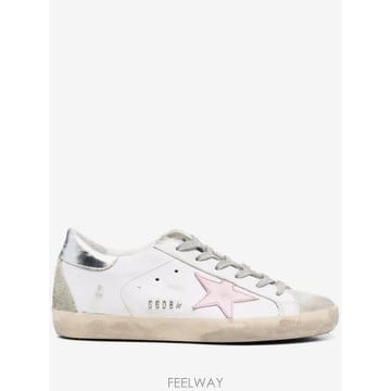 26 FW Golden Goose 핑크 스타 앤 실버 힐 탭 레더 슈퍼스타 스니커즈 GWF00102F0024