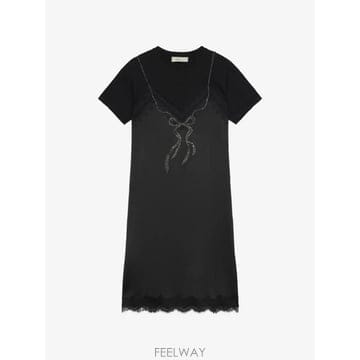 26 FW 블루마린 레이스 트리밍 라인스톤 장식 미디 드레스 RF6114J5923 TP459314126