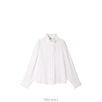26 FW 산드로 러플 트리밍 실크 셔츠 SFPCM01778 TP459283390