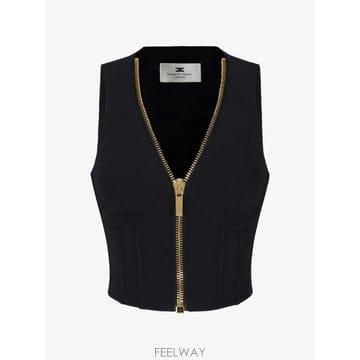 26 FW Elisabetta Franchi 테크니컬 패브릭 지퍼 탑 TO04466E2 TP459154008