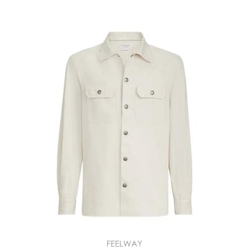 26 FW 브루넬로 쿠치넬리 스프레드 칼라 앤 체스트 포켓 가먼트 다이 코튼 개버딘 오버셔츠 MG653072