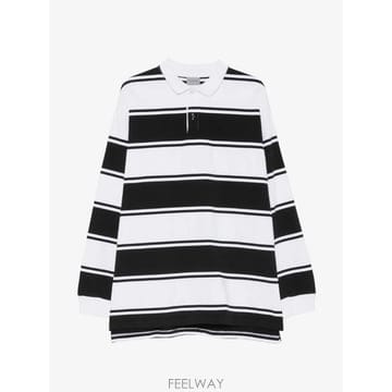 발렌시아가 스트라이프 코튼 폴로 셔츠